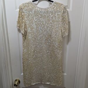 Elegant Vintage Silk Sequin Dress in Cream